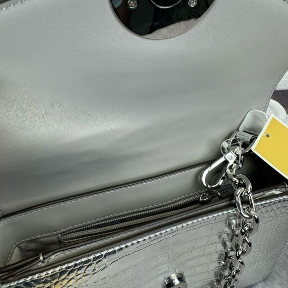 Michael Kors Medium Carmen Silver Embossed Convertible Bag NWT - Picture 8 of 13